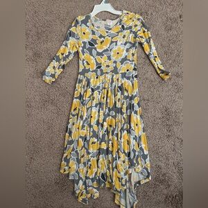 Gymboree Yellow and Gray Floral Kids Dress
